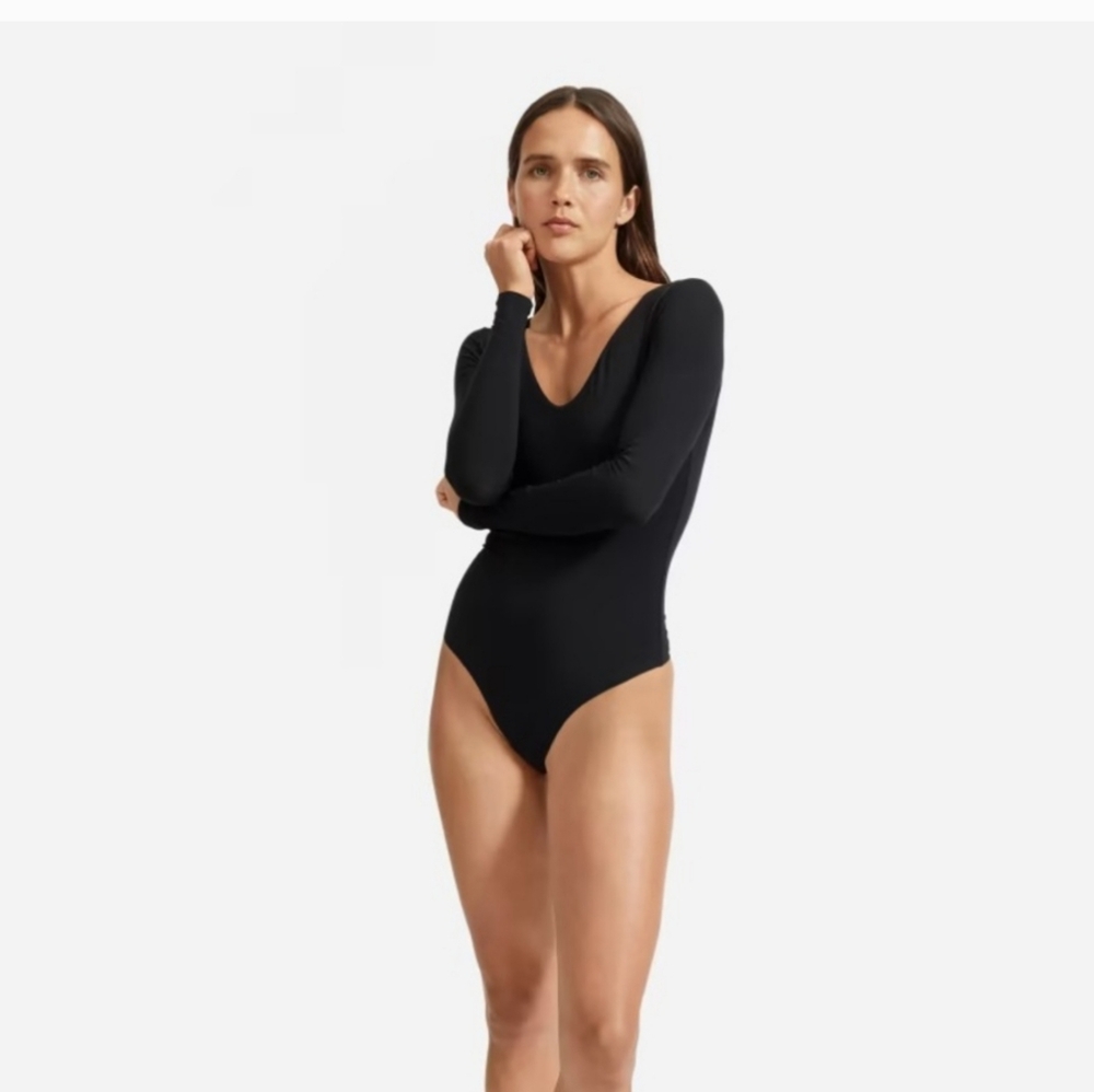 Everlane The Long Sleeve V-Neck Bodysuit